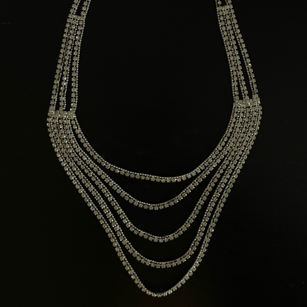 4 STACK WEDDING-STYLE CRYSTAL NECKLACE
